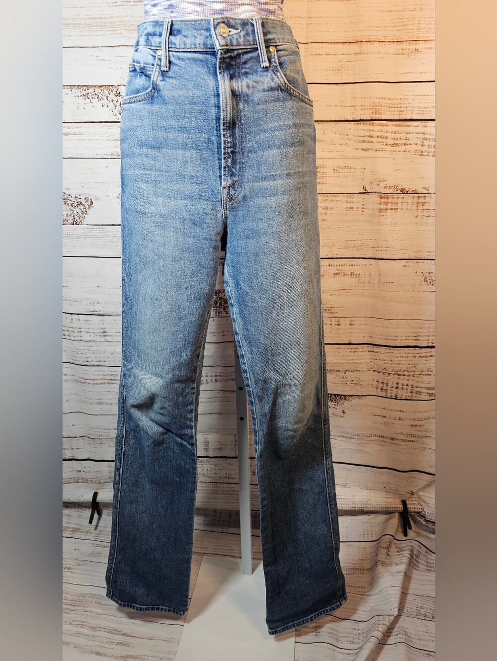 MOTHER Smokin Double Heel High Rise Jeans 27 Beyond The Sky
